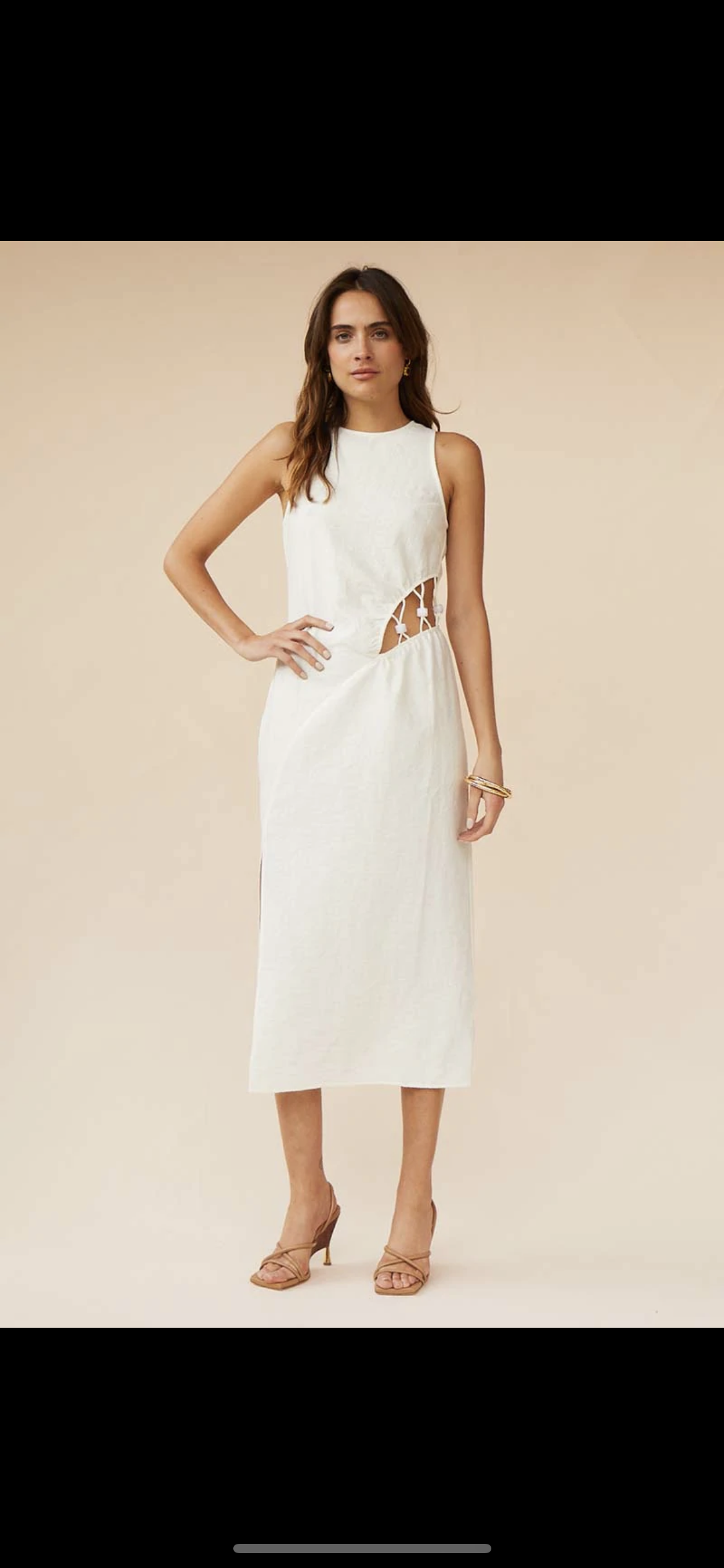 Designer rental Suboo Astrid Resin Waist Detail Midi Dress   Ivory