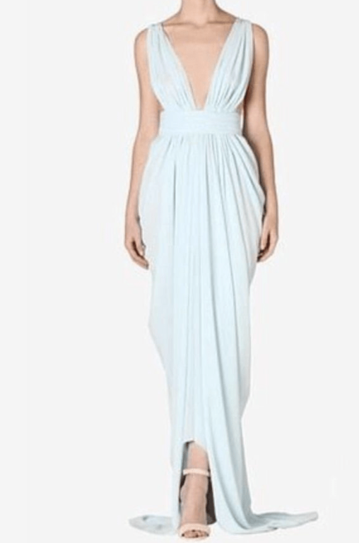 Designer rental Carla Zampatti Ice Blue Halter Gown
