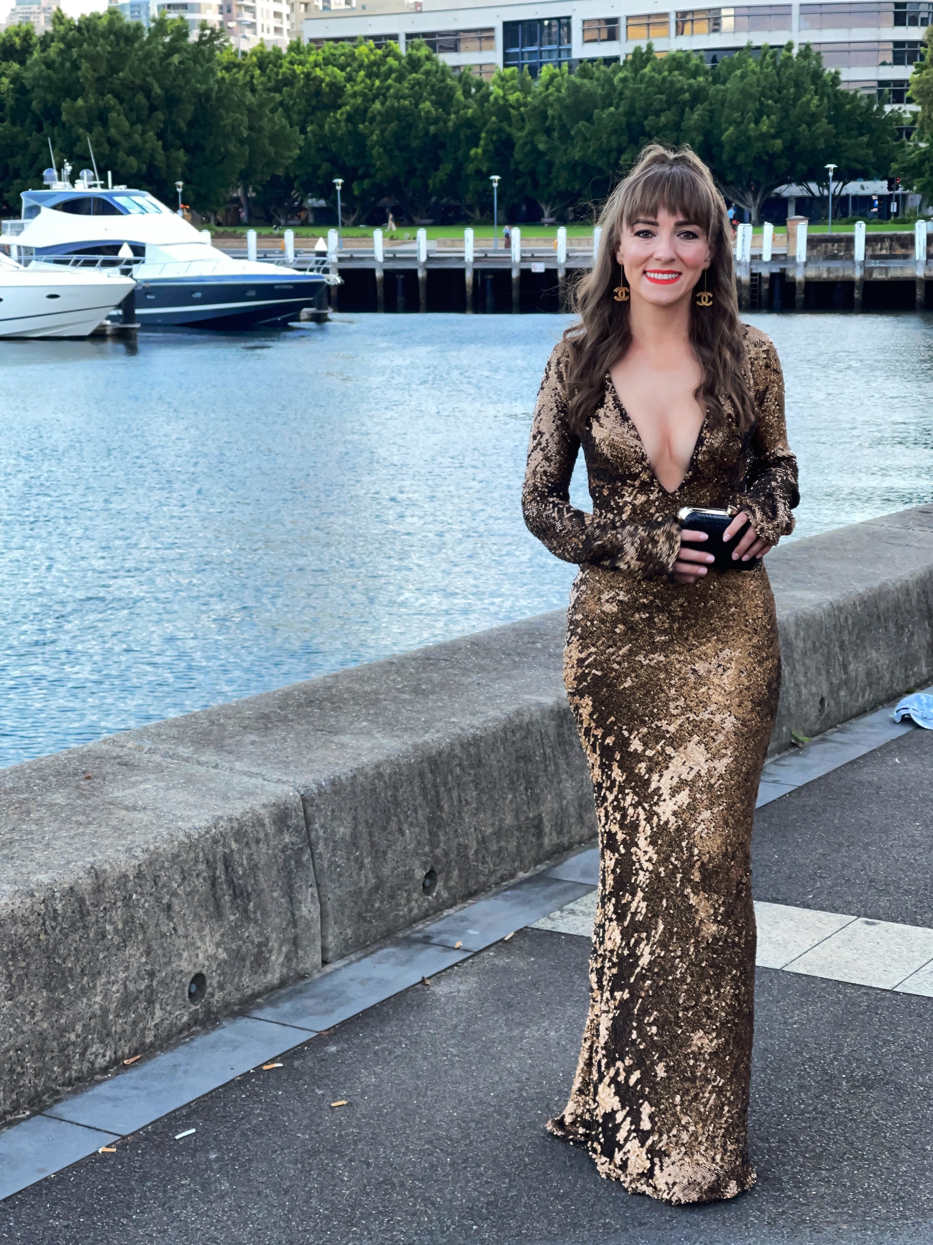 Hire a Maria Lucia Hohan (6) Ailish Plunge Neckline Sequinned Maxi Dress
