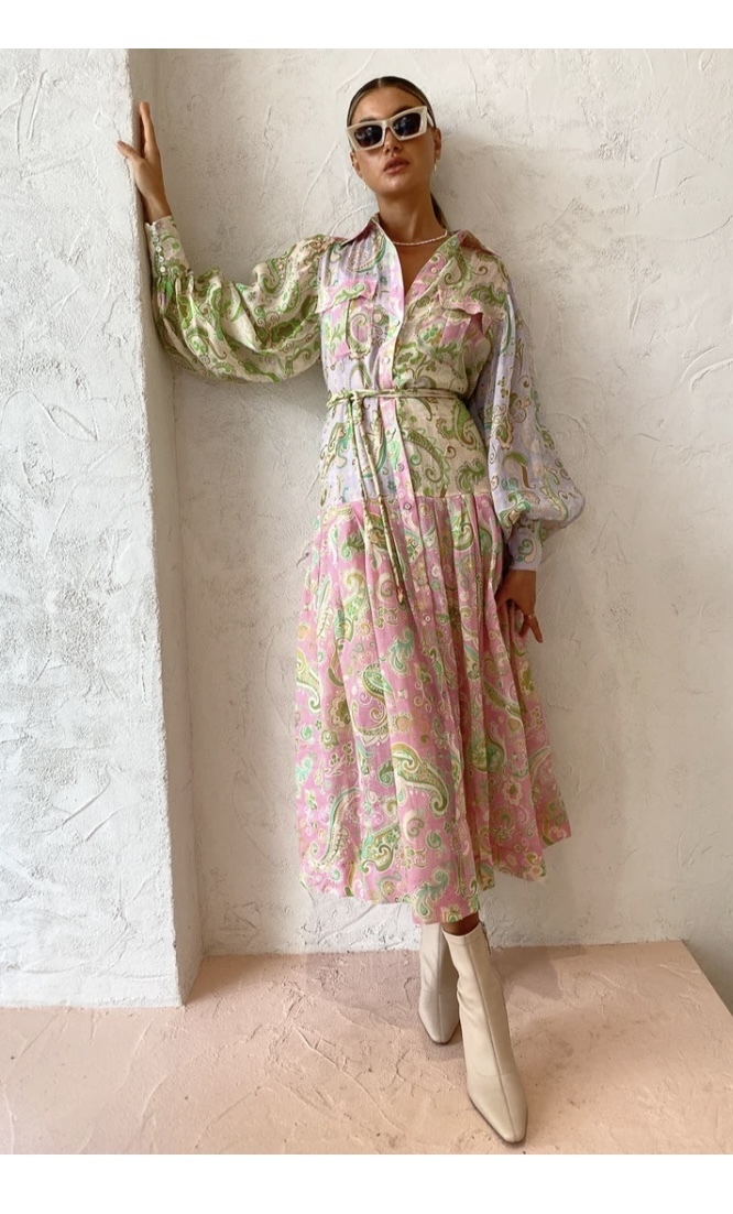 Cheap designer Alemais Marta Patchwork Shirt Dress