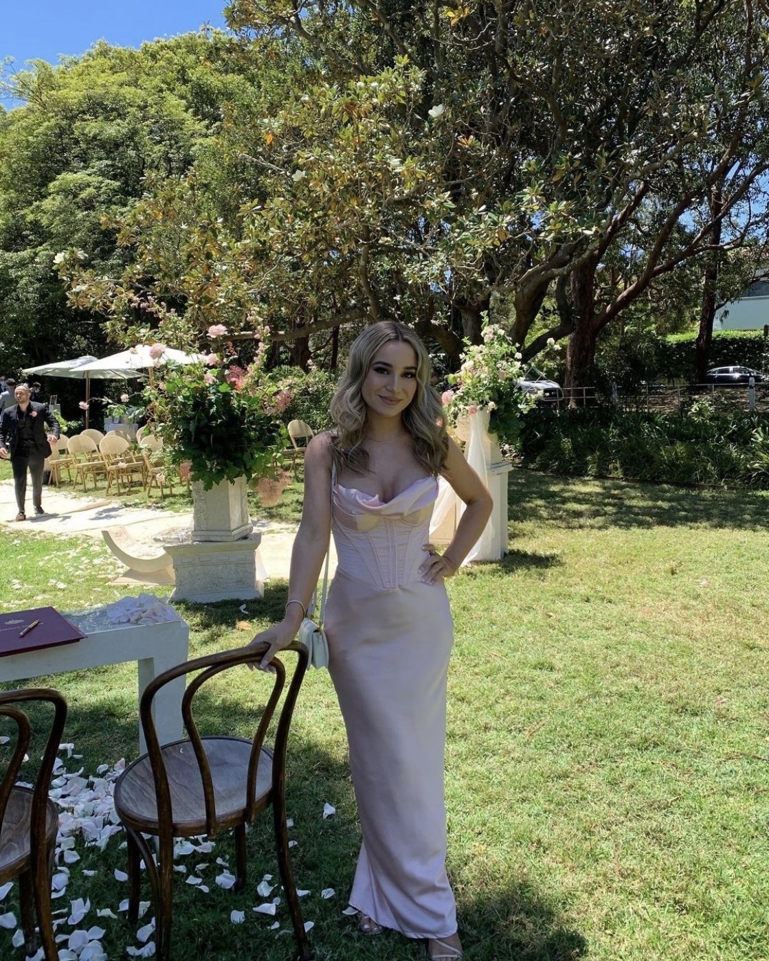 For rent a House Of Cb Charmaine Blush Pink Corset Maxi Dress