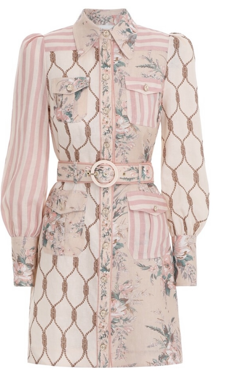 Formal rental Zimmermann Moonshine Patched Shirt Dress Pink