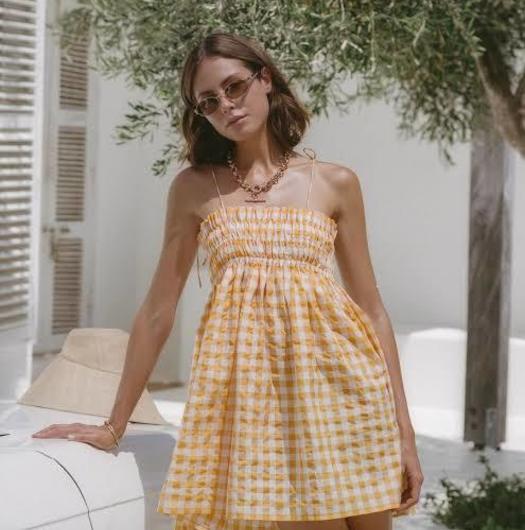 Loan a Steele Ayanna Ayanna Dress Papaya Check