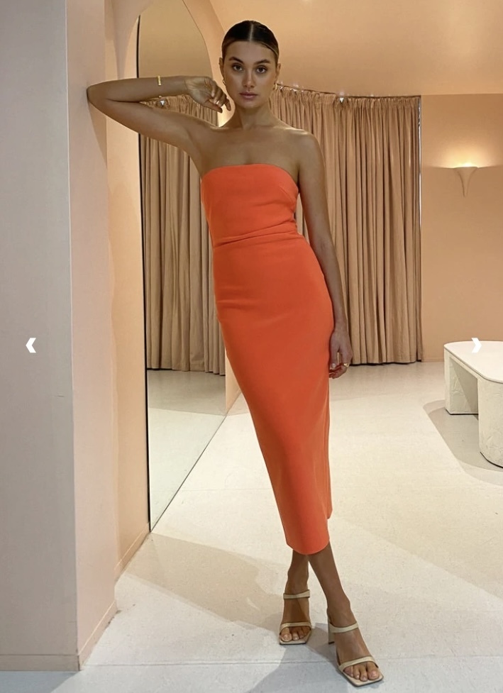 Borrow a Bec And Bridge Cecily Midi Dress In Blood Orange