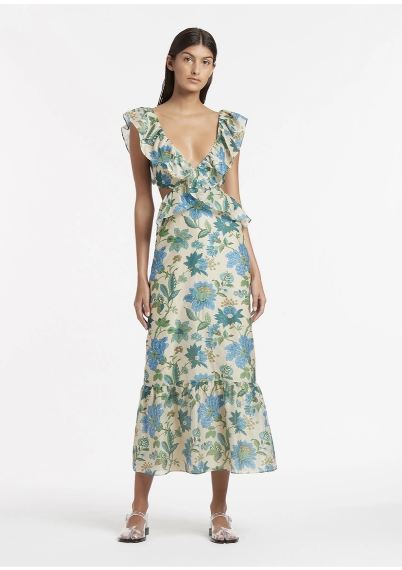 Borrow a Sir The Label Celia Frill Midi Dress In Marguerite