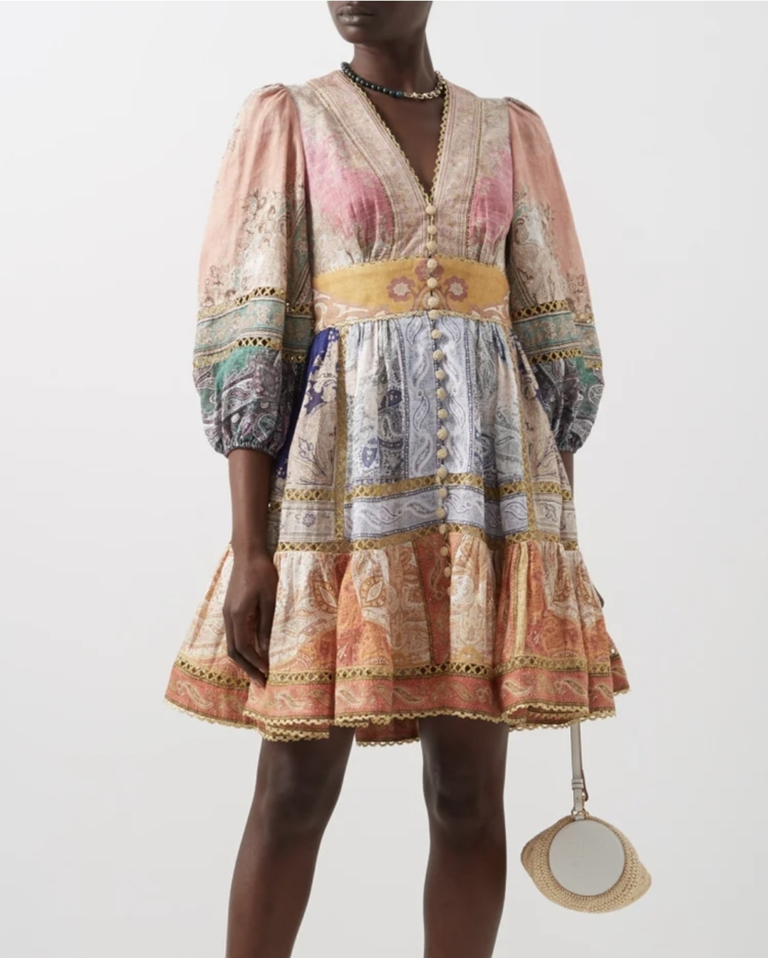 Formal rental Zimmermann Zimmermann Anneke Paisley Print Linen Voile Mini Dress