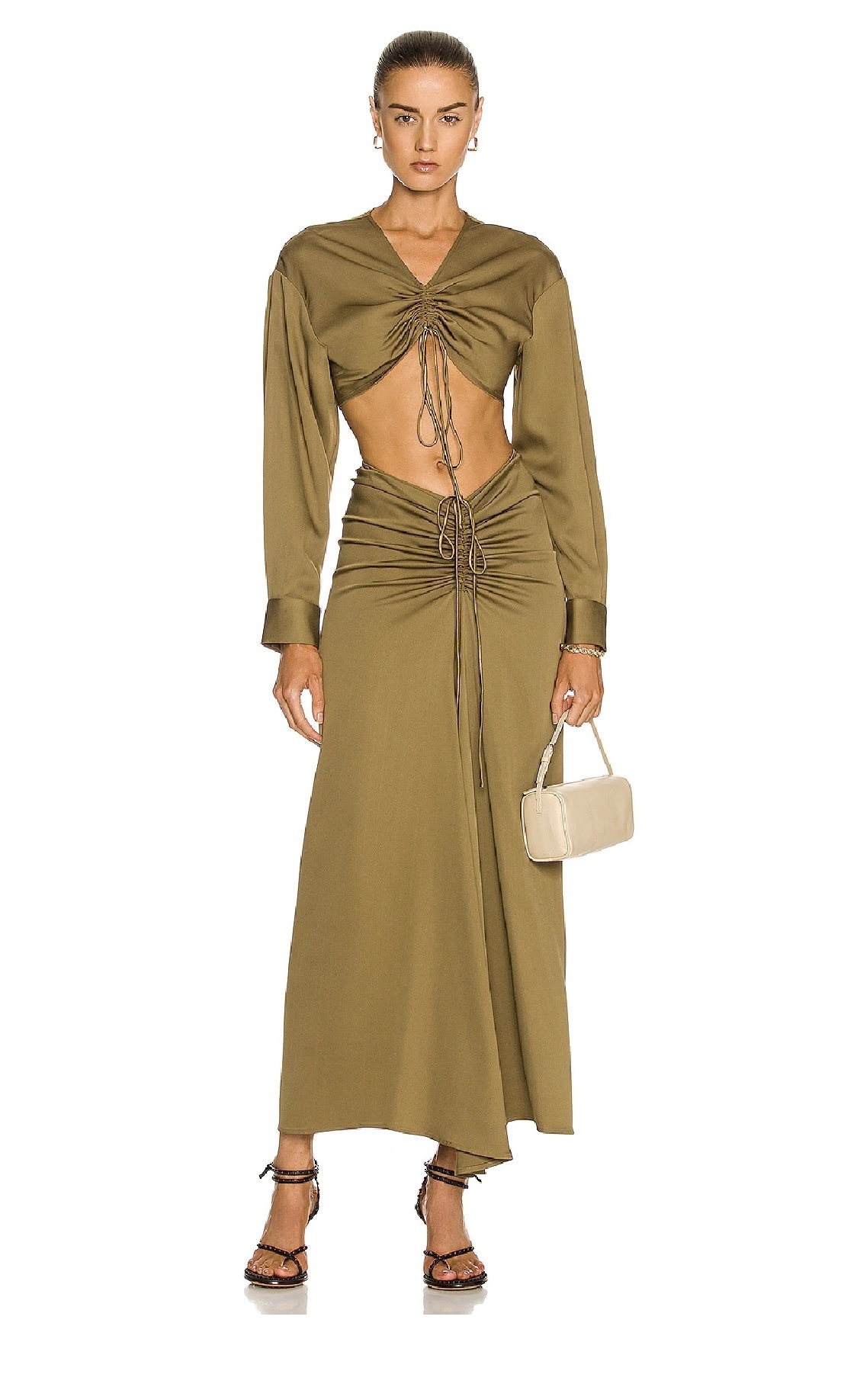 Designer rental Christopher Esber Ruched Disconnect Shirt Dress