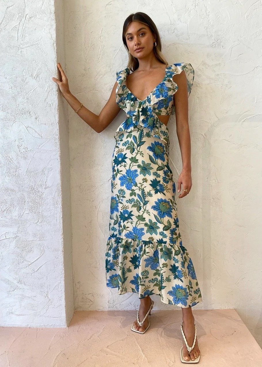 For rent a Sir The Label Celia Frill Midi Dress