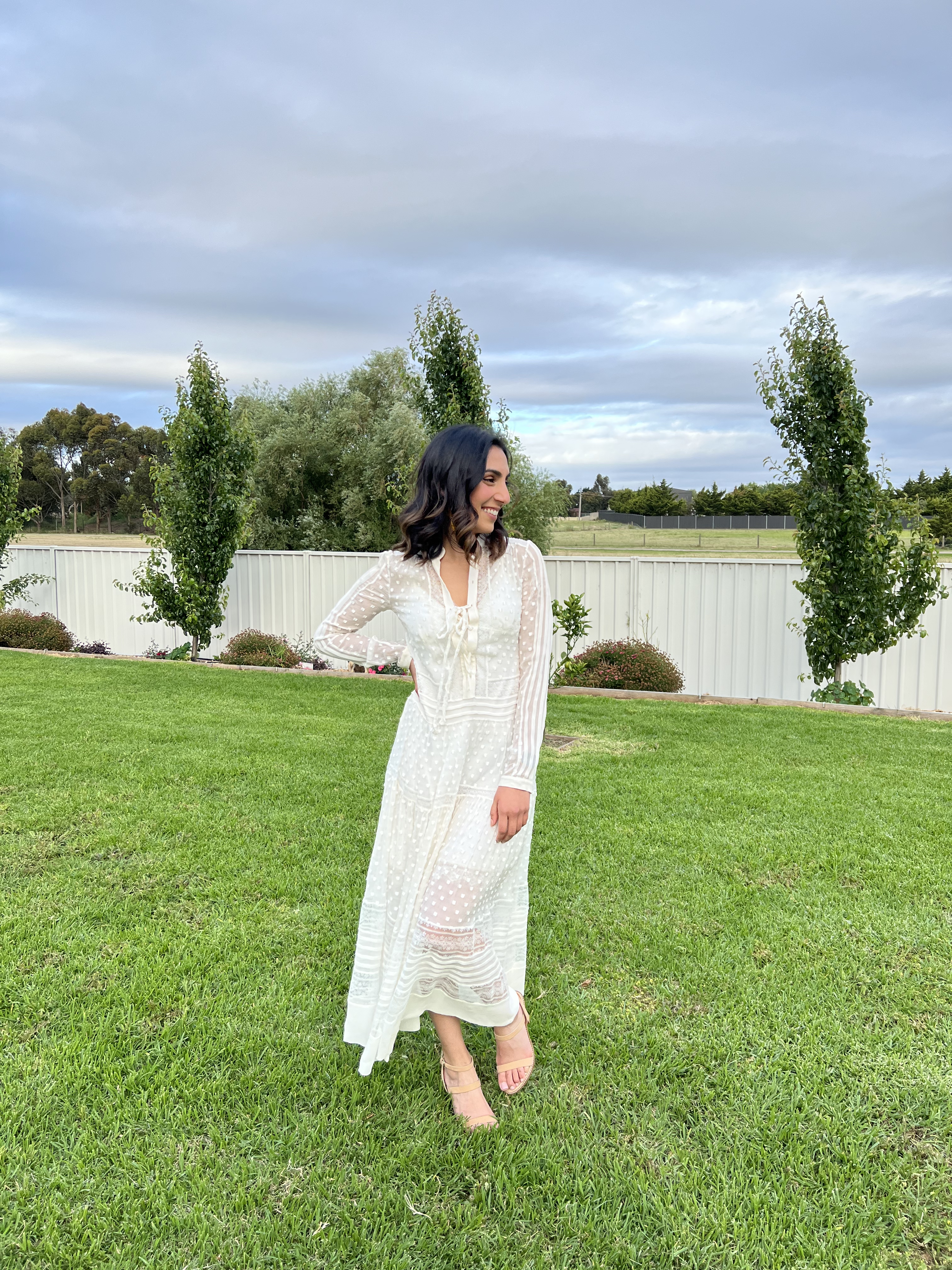 Hire a Zimmermann Radiate Tie Up Midi Dress In Pearl