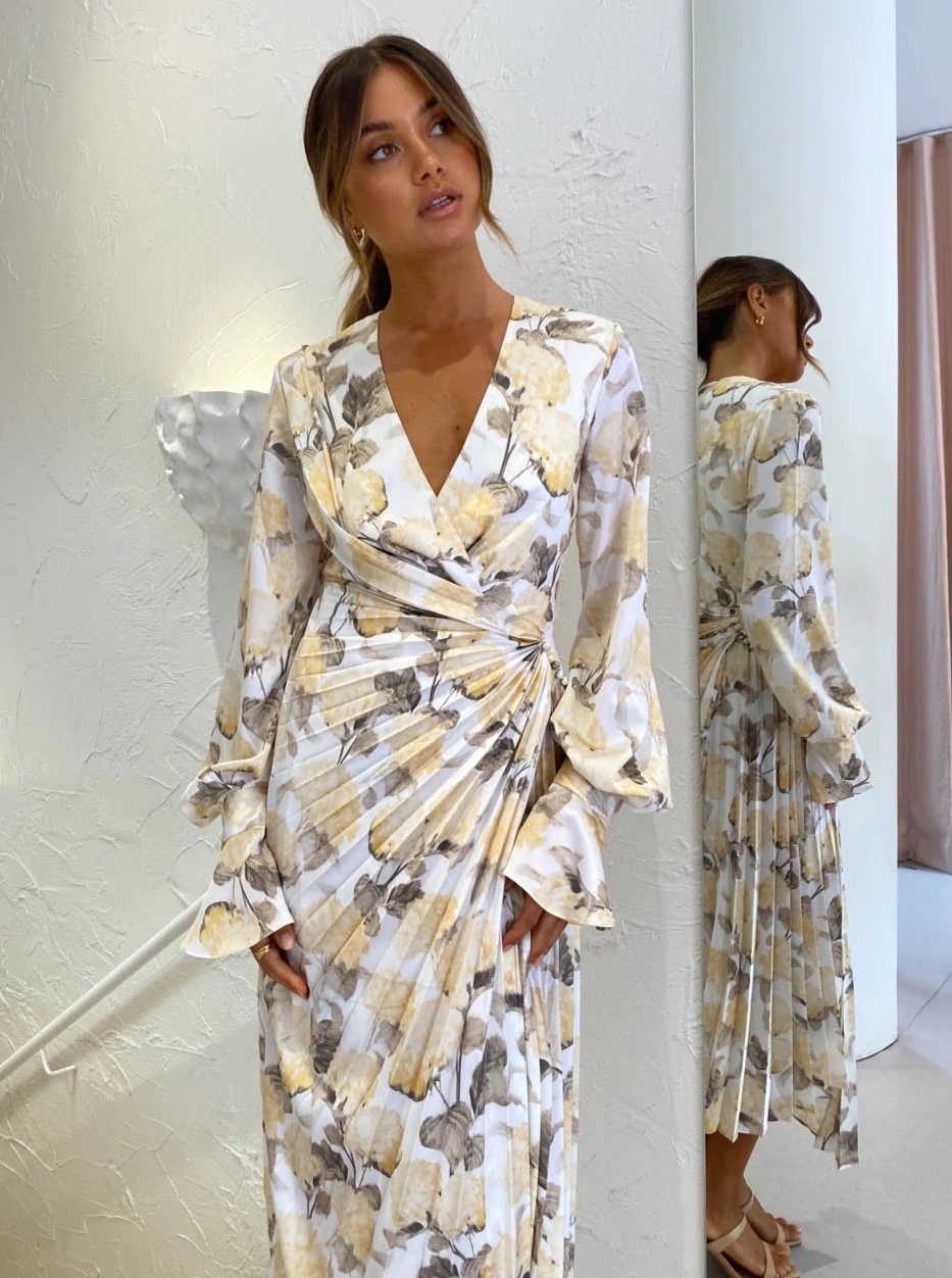 Designer rental Acler Cresta Dress In Hydrangea Garden