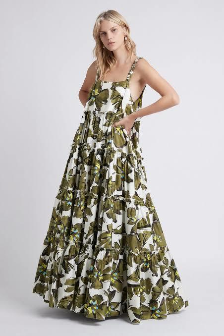 Formal rental Aje Oasis Olive Leaf Strap Maxi Dress