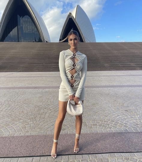 Affordable Christopher Esber Ruched Column Long Sleeve Dress