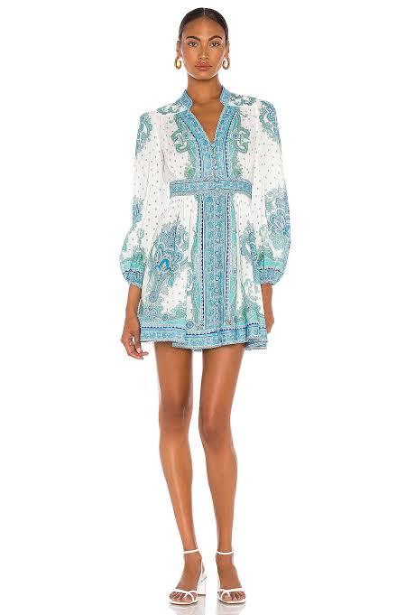 Formal rental Zimmermann Bells Paisley Print Linen Mini Dress