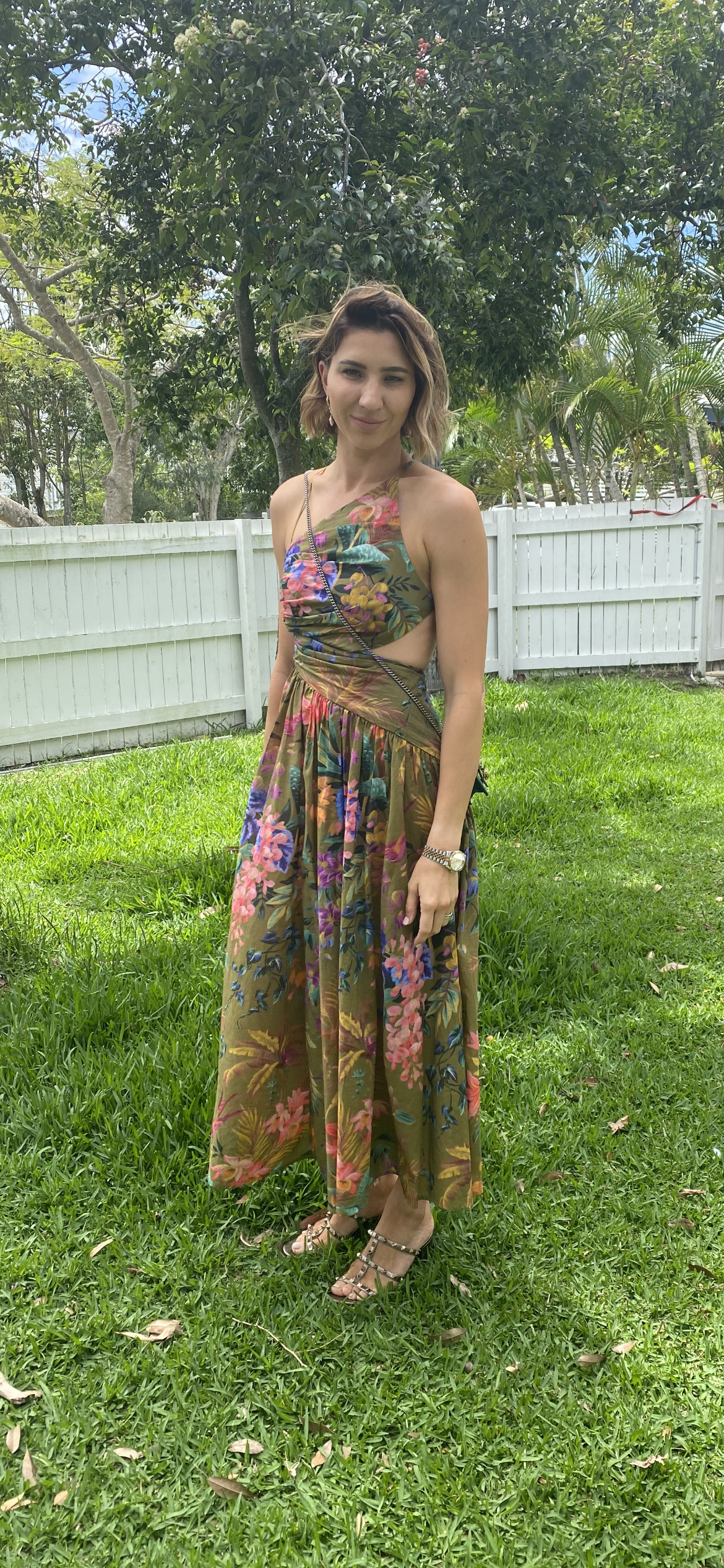 For rent a Zimmermann Tropicana Asymmetric Dress