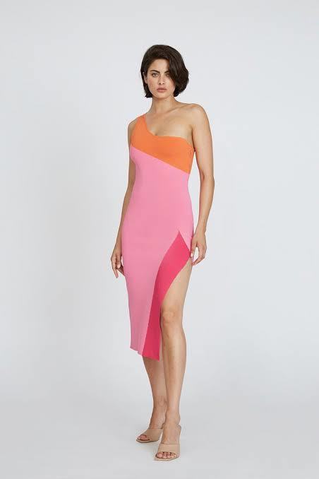 Borrow a By Johnny Summer Splice Asymmetric Knit Dress