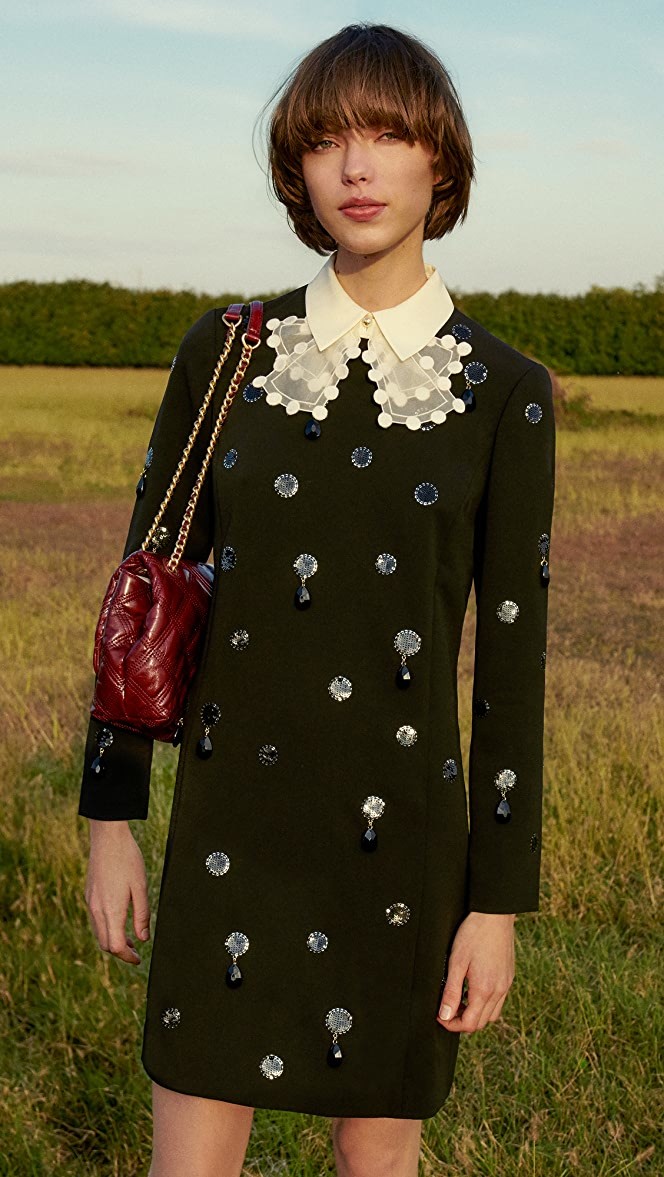 Hire a Tory Burch Silk Organza Trimmed Embellished Crepe Dress