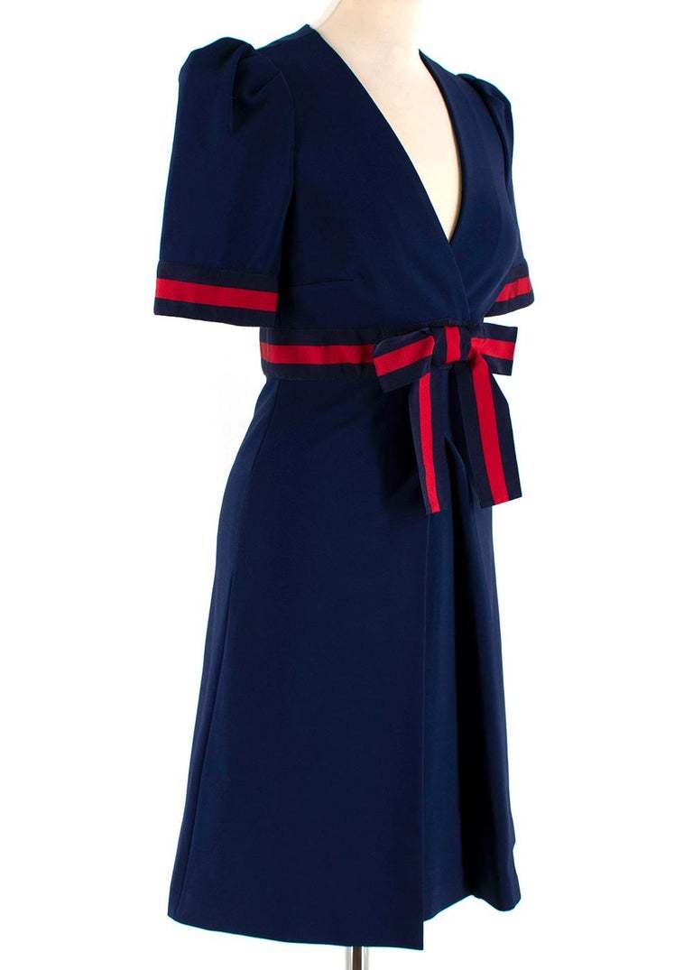Loan a Gucci Gucci Navy Grosgrain Trimmed Stretch Ponte Mini Dress