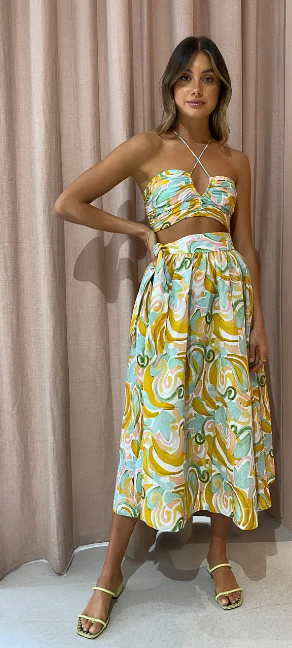 Cheap designer Steele Steele Peta Allegro Crop & Brandt Midi Skirt Set Size Large