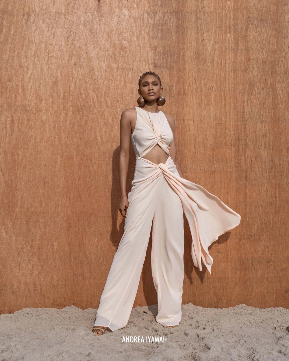 Hire a ANDREA IYAMAH Aminata Cutout Wide Leg Jumpsuit