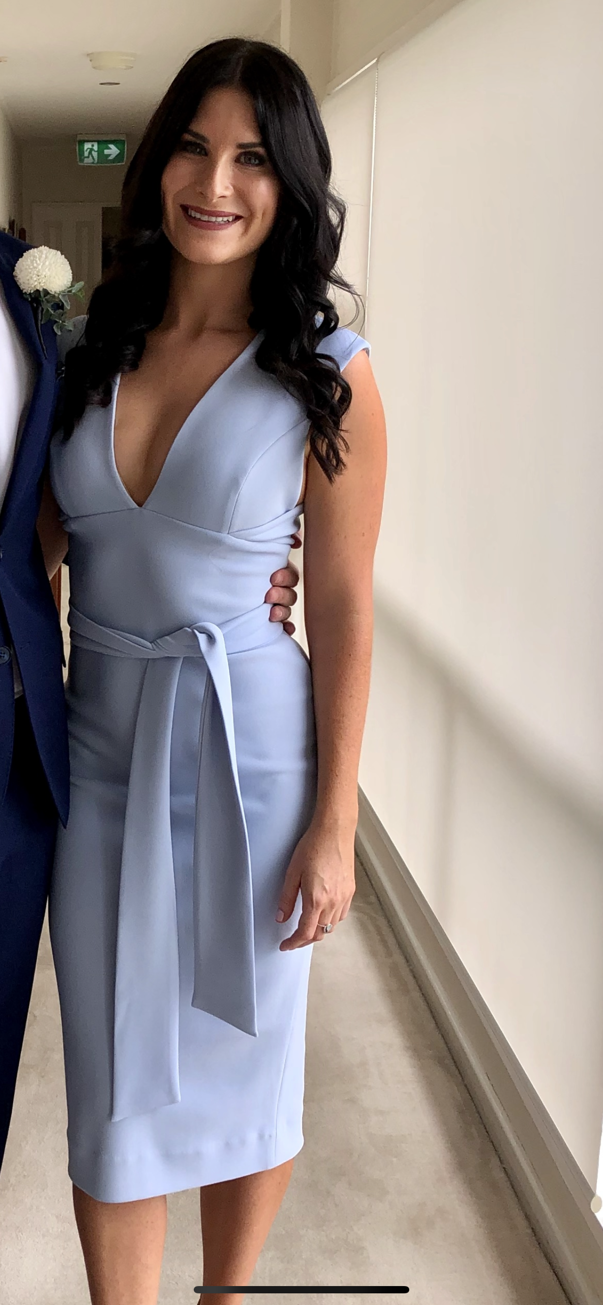 Hire a Shona Joy Plunged Midi Dress Powder Blue