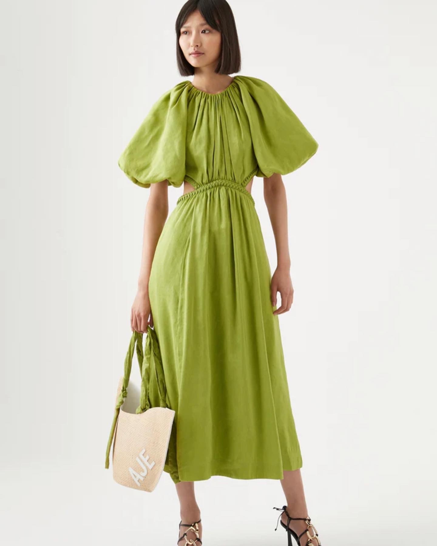 Rental Aje Capacine Puff Sleeve Midi Dress