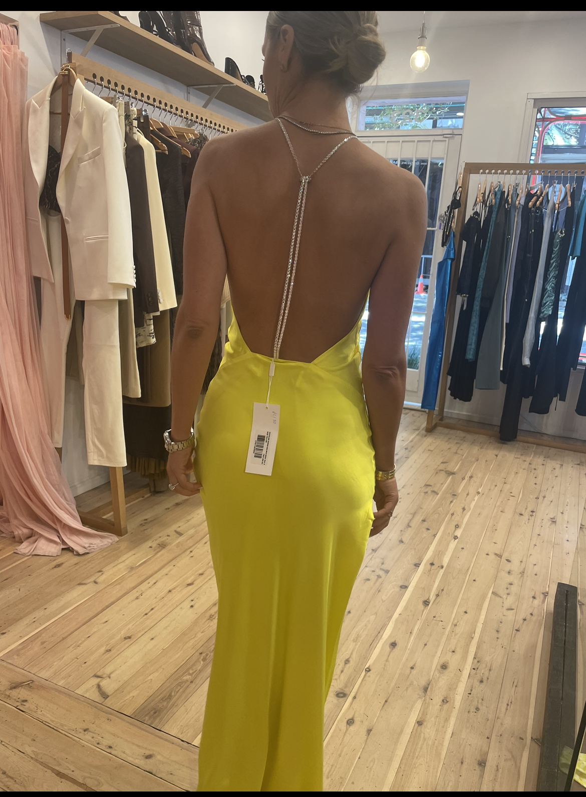 Formal rental Michael Lo Sordo Hudon Crystaline Maxi Dress Acid