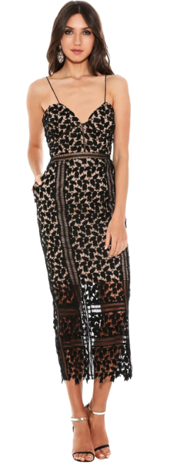Loan a Self Portrait Arabella Midi Dress In Black 12