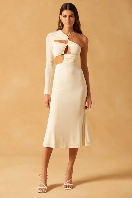 For rent a Misha Collection Misha Collection Eriko Slinky Jersey Midi Dress White Size 6