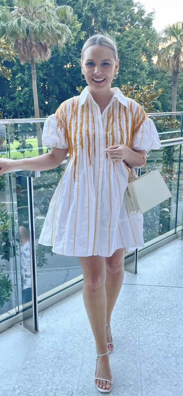 Borrow a Aje Collective Beaded Dress Ivory Marigold