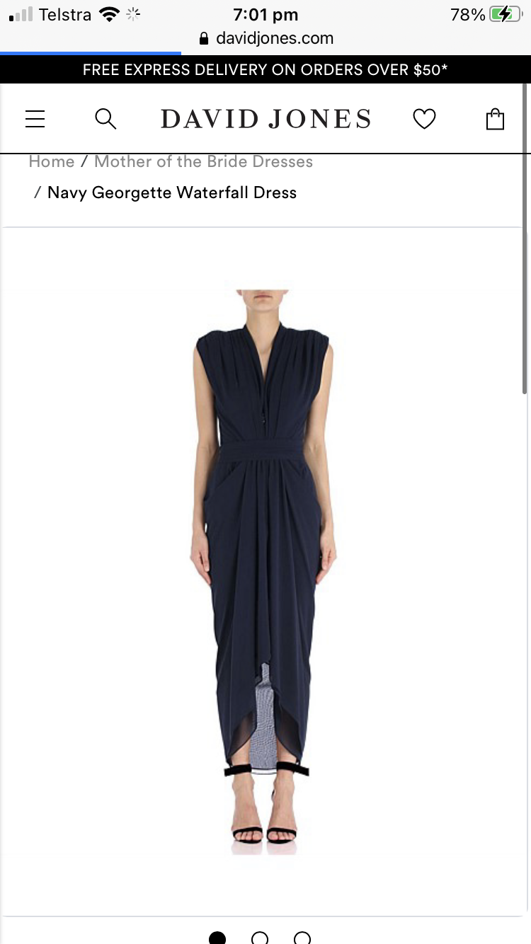 For rent a Carla Zampatti Navy Waterfall Dress