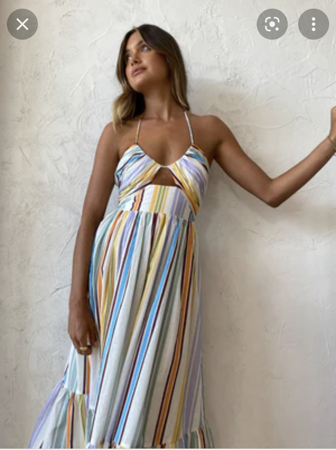 Borrow a Alemais Axum Tuck Front Midi Dress In Stripe