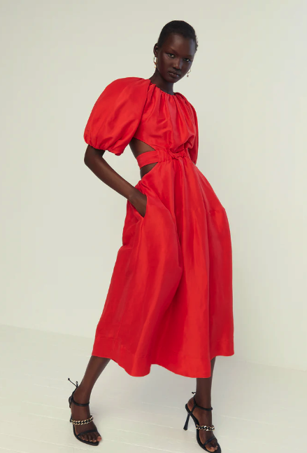 Cheap designer Aje Aje Mimosa Cut Out Mid Dress In Scarlet Red