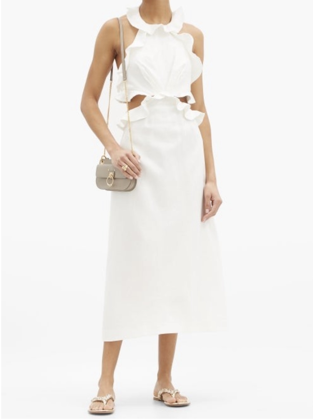 Rental Zimmermann Zimmermann Lovestruck Halter Linen Midi Dress White