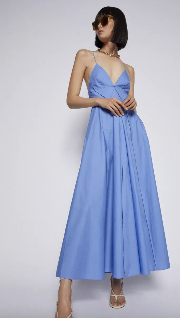 Hire a Scanlan Theodore Scanlan Theodore Parachute Cotton Strappy Midi Dress Blue Size 10 / M