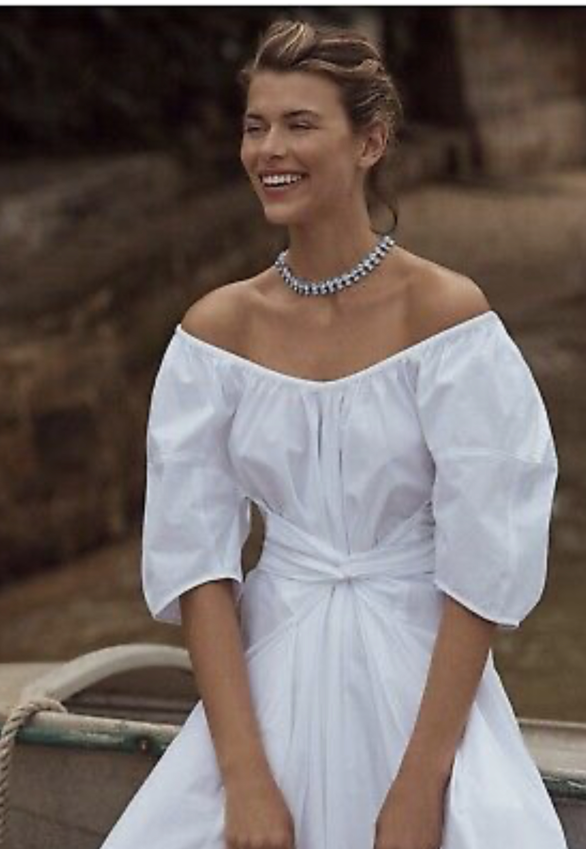 Affordable Scanlan Theodore White Cotton Off Shoulder Dress 8