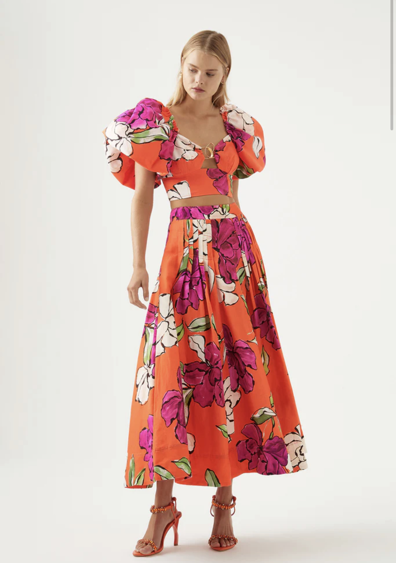 Cheap designer Aje Marcel Puff Sleeve Bodice And Lewis Tuck Detail Midi Skirt