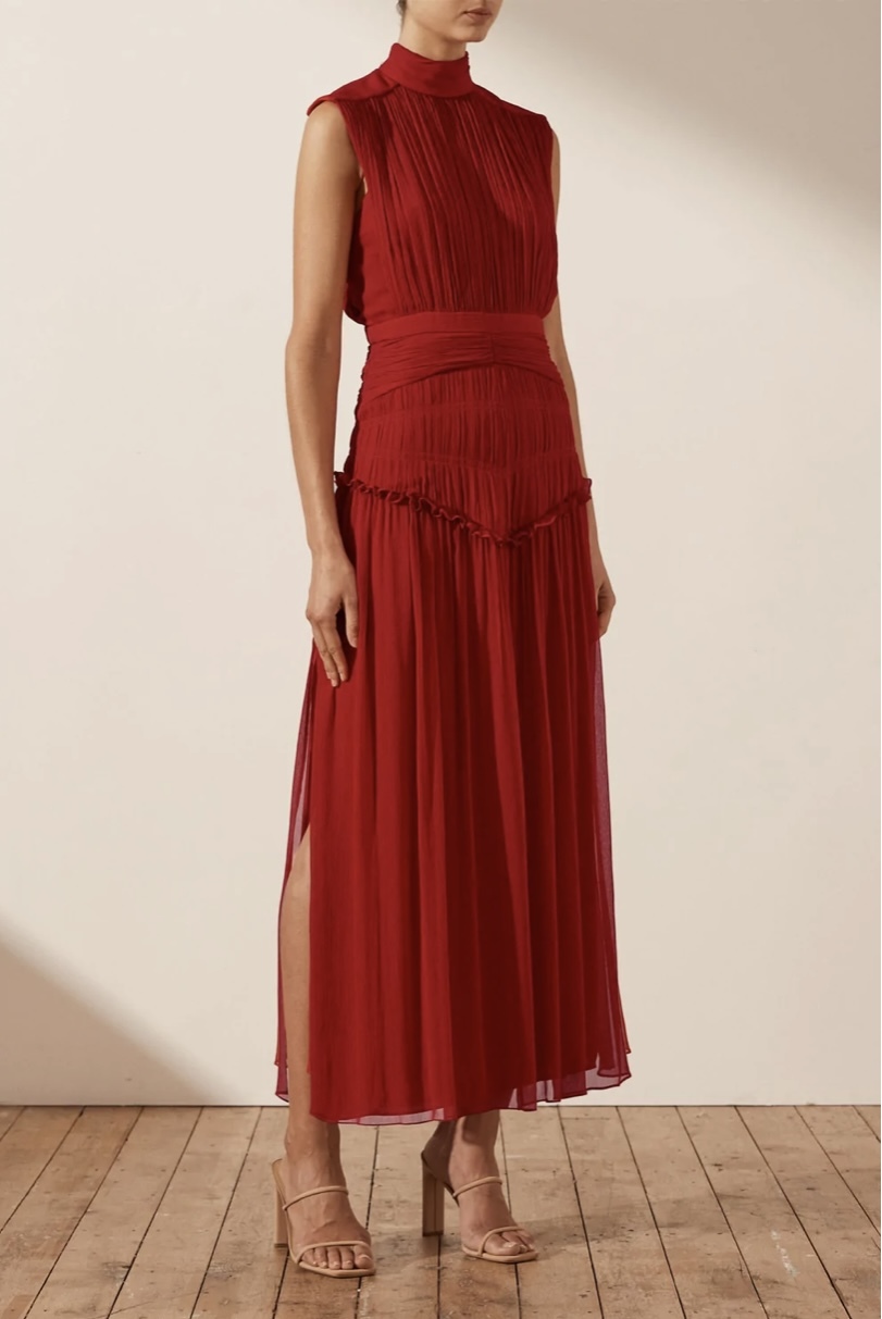 Borrow a Shona Joy Clemence High Neck Midi Dress