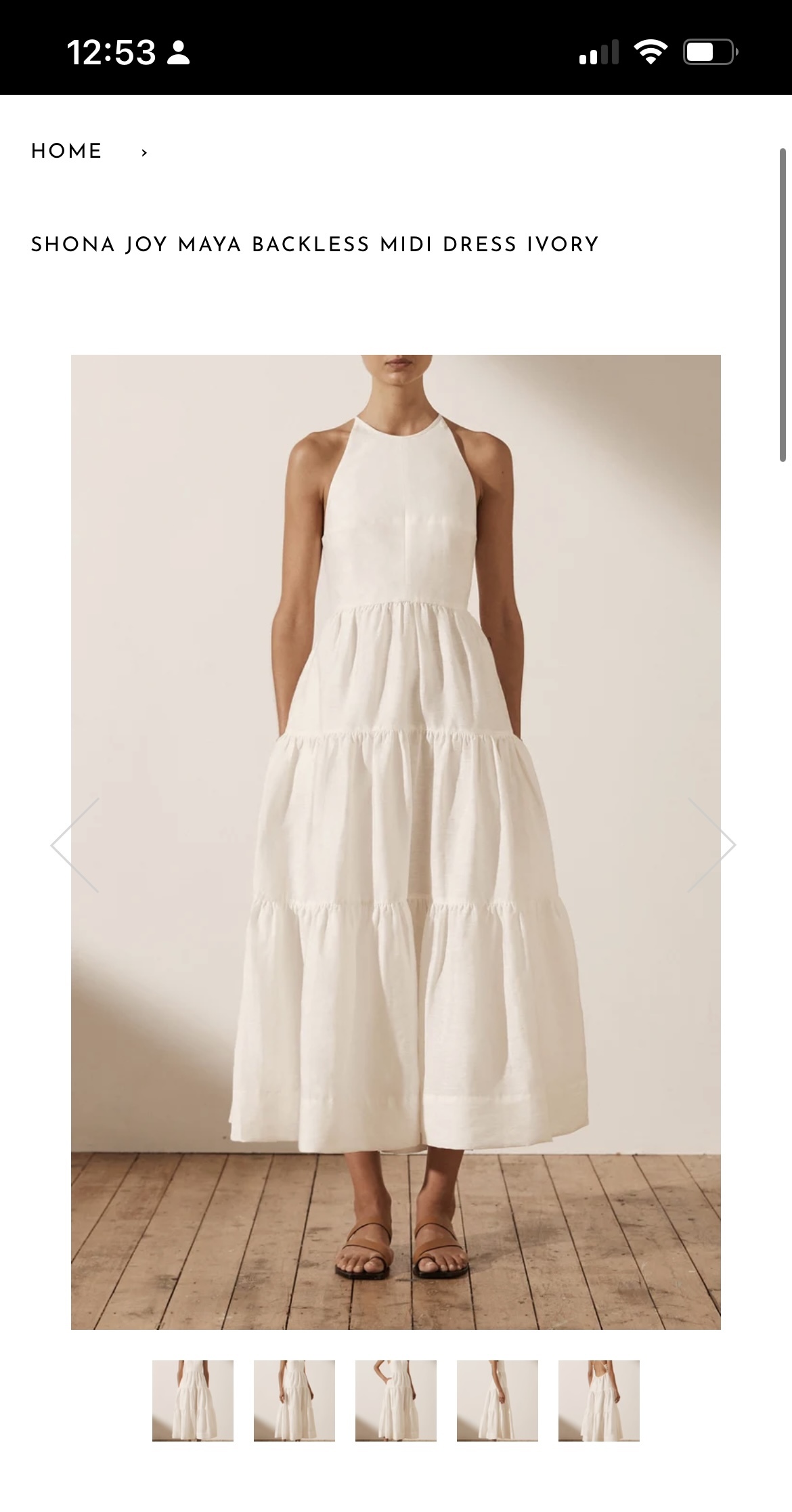 For rent a Shona Joy Maya Backless Halter Midi Dress In Ivory