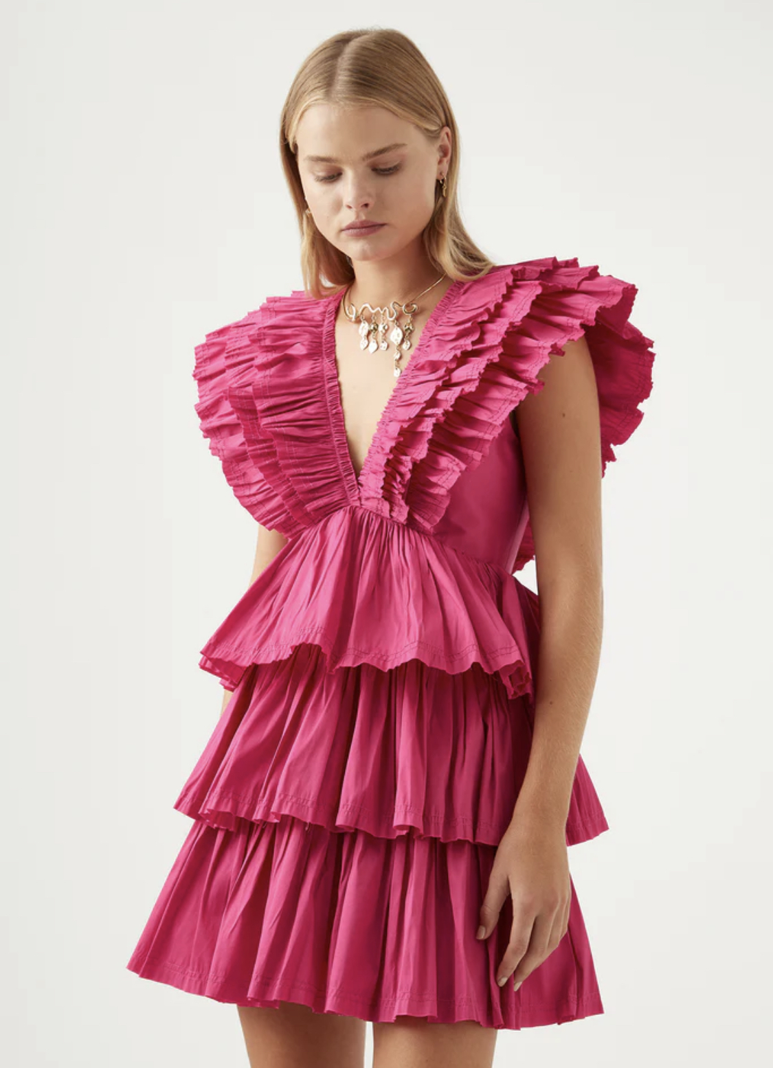 Borrow a Aje Rhythmic Frilled Mini Dress