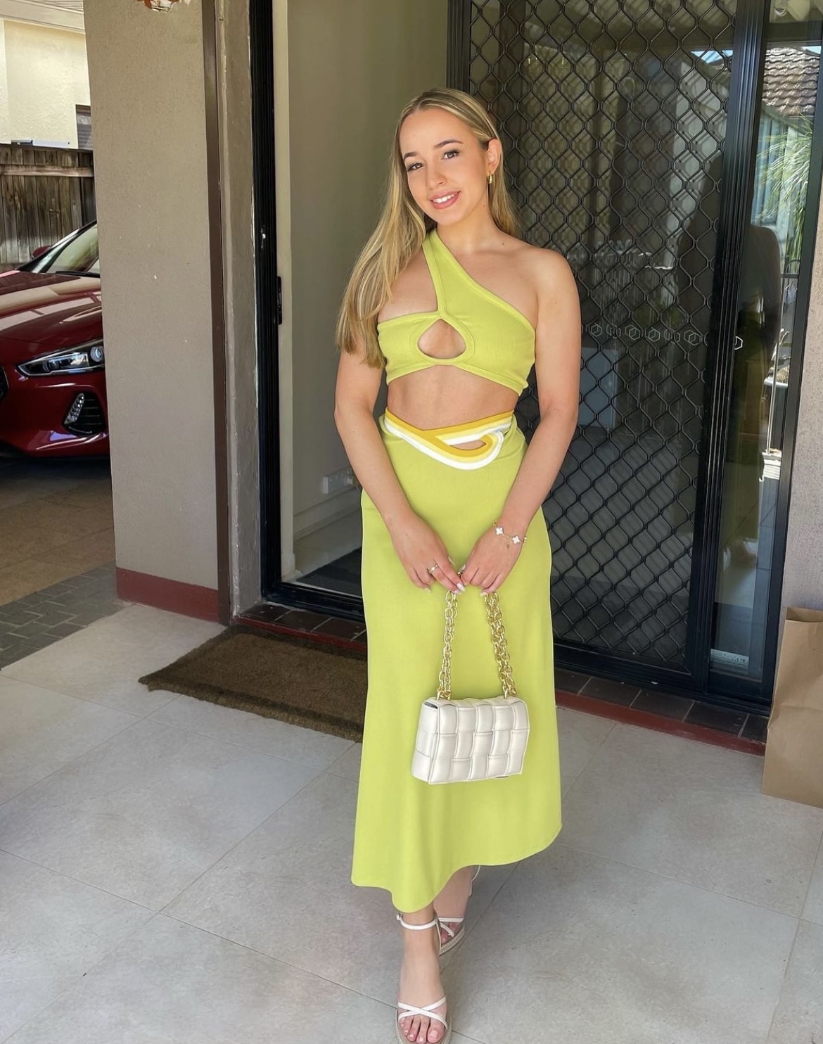 For rent a Christopher Esber Multi Bind Loop Rib Skirt And One Shoulder Crop