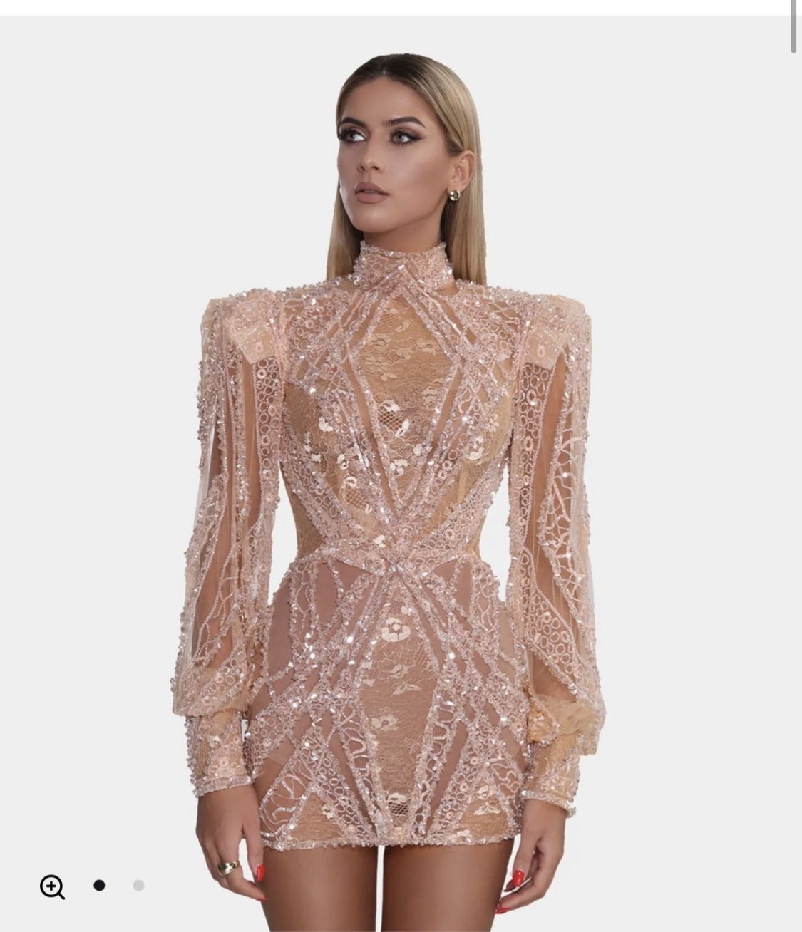 Rental Albina Dyla Loose Sleeved Short Peach Dress