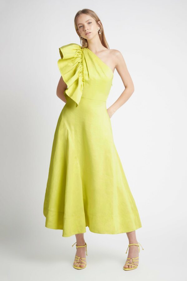 Loan a Aje Bonjour Asymmetric Midi Dress