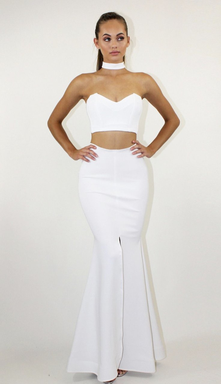 Affordable Studio Minc Break Free White Formal Two Piece Dress