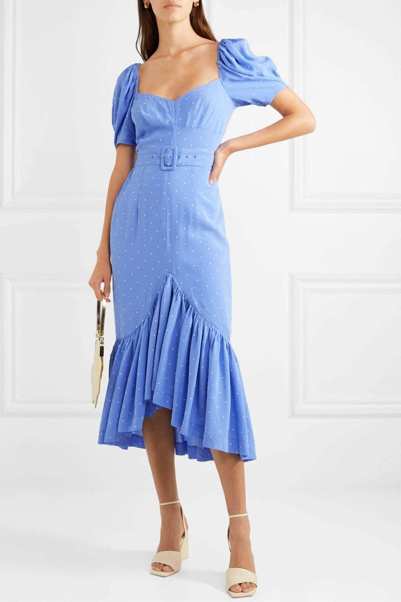 Borrow a Alice Mccall Slow Dreams Ruffled Polka Dot Crepe Midi Dress