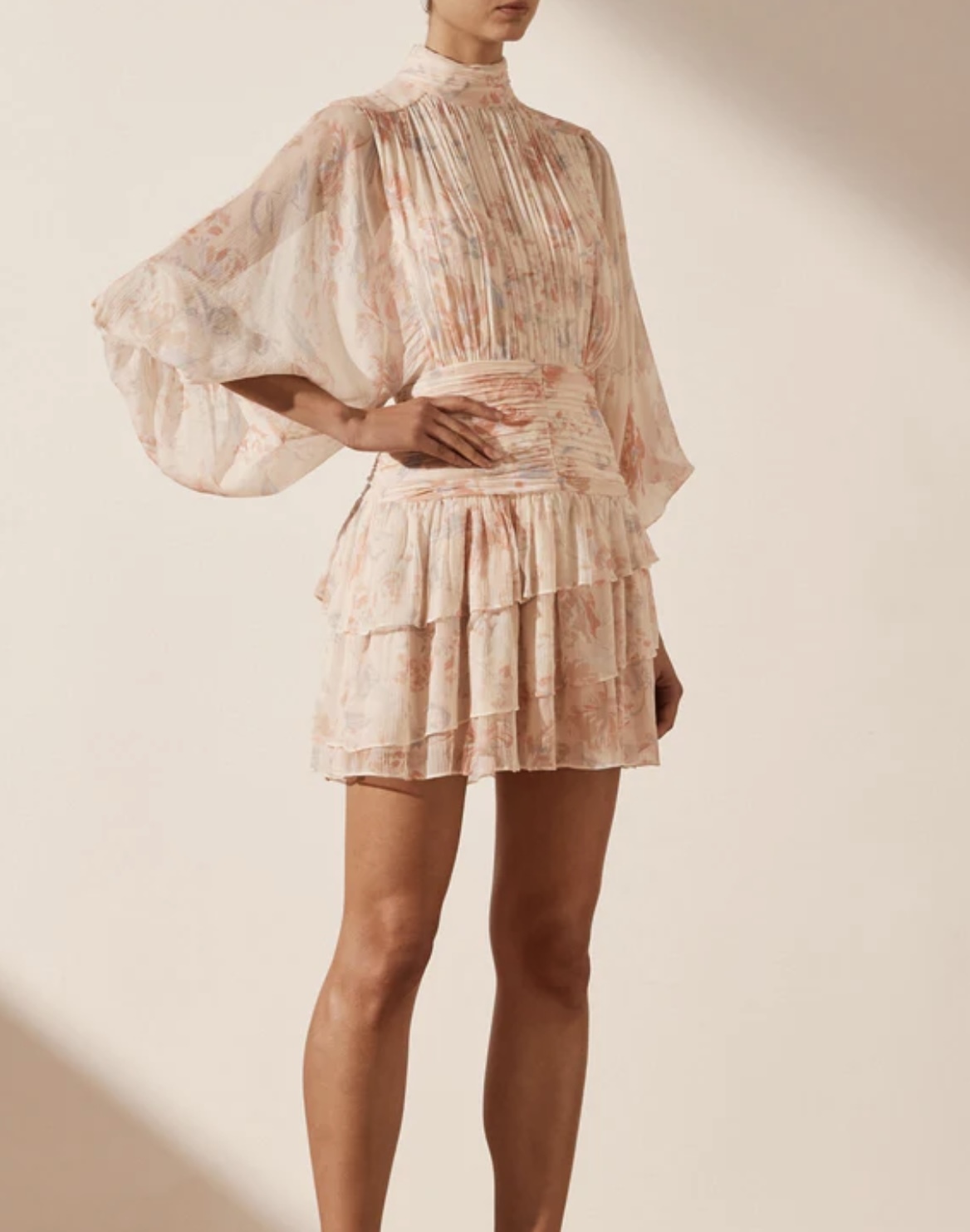 Rental Shona Joy Faye Long Sleeve Ruched Mini Dress