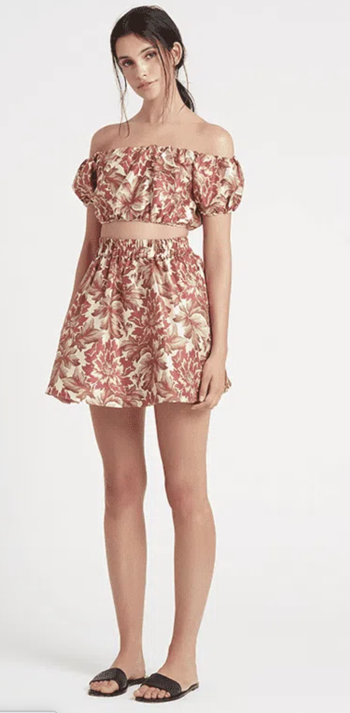 Affordable Sir The Label Valetta Print Off Shoulder Top And Mini Skirt