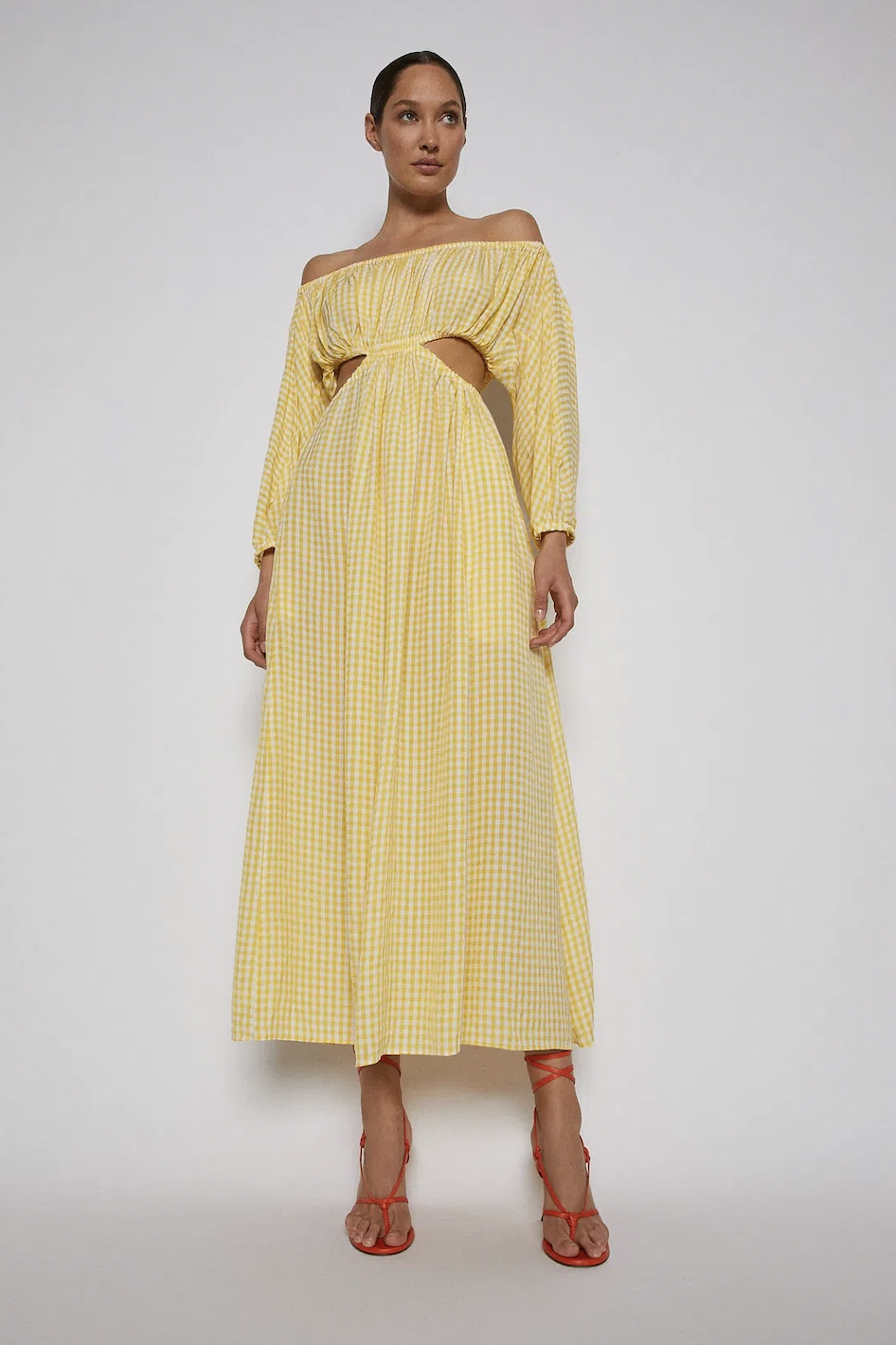 Loan a Scanlan Theodore Gingham Cut Out Dress Lemon