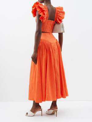 For rent a Aje Imagination Frill Top And Yves Midi Skirt Set Orange