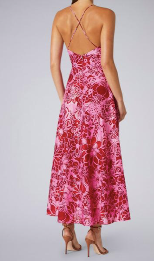 Designer rental Scanlan Theodore Silk Cotton Strappy Dress Raspberry