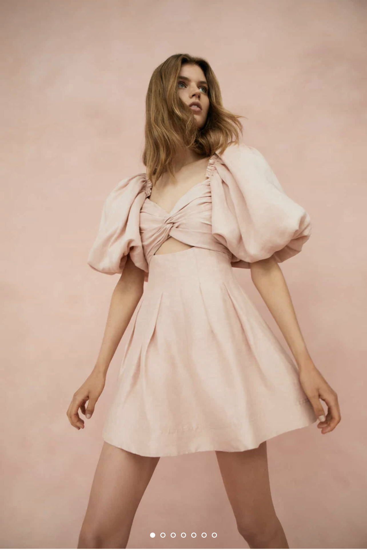 Cheap designer Aje Aje Dusk Knot Puff Sleeve Mini Dress Blush Size 6/ Xs